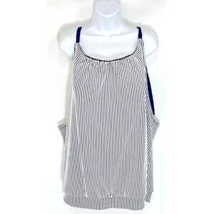 CACIQUE Swim Tankini‎ Top Plus Size 24 Striped Layered Padded Bra No Wire